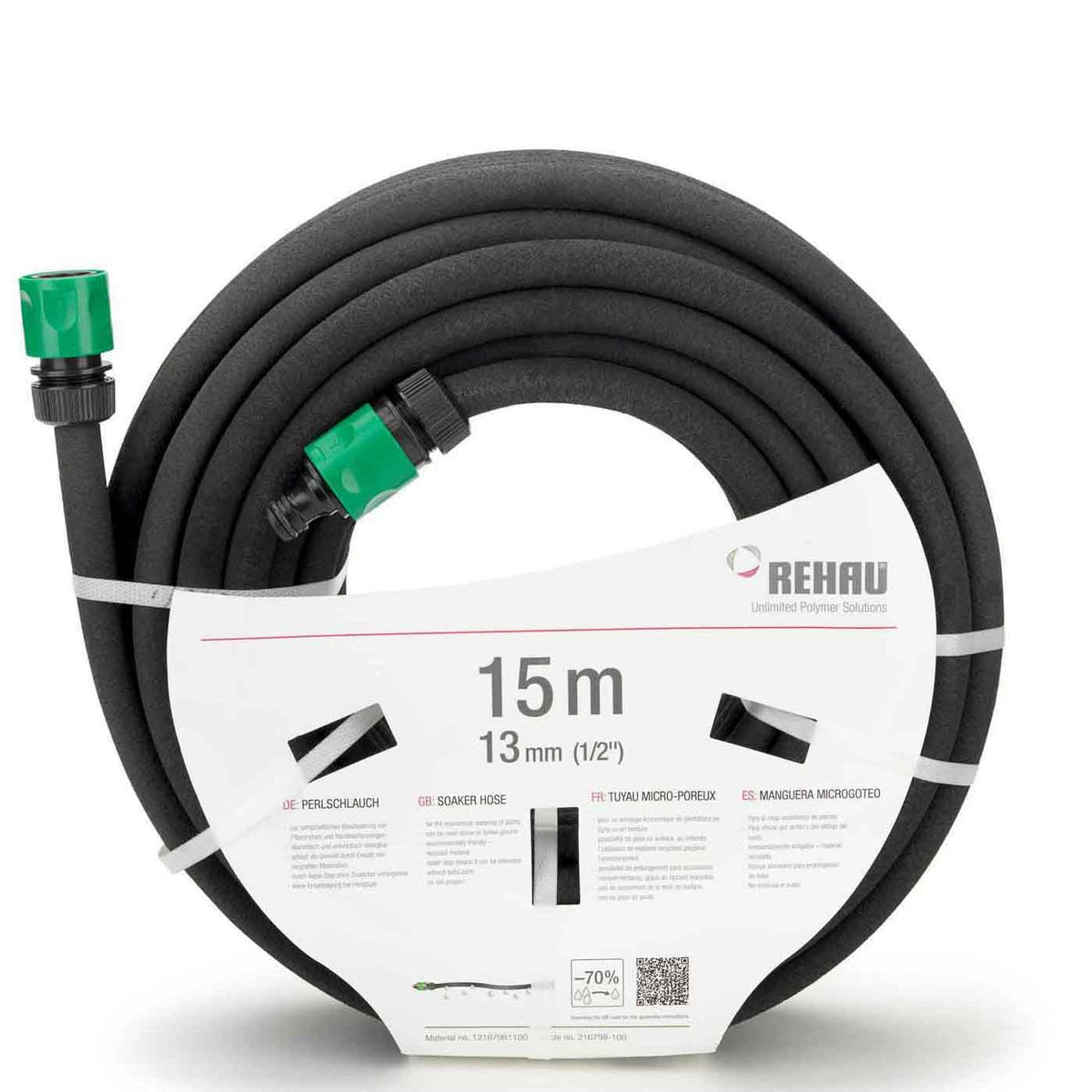 Rehau Perlschlauch, 13mm, 15m inkl. Anschlussarmaturen (1/2")